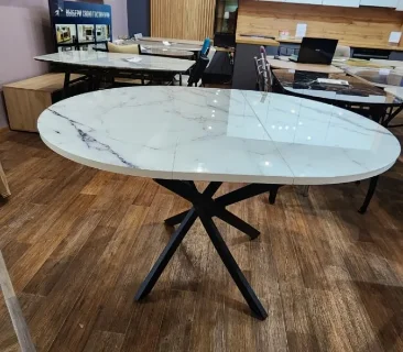Фото для Обеденный стол раздвижной мрамор круглый бабочка 1000/1300