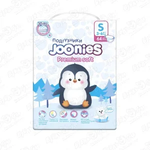 Фото для Подгузники Joonies Premium Soft S 3-6кг 64 шт