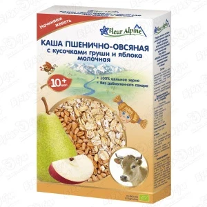 Фото для Каша Fleur Alpine молочная пшенично-овсяная груша-яблоко 200г с 10мес БЗМЖ
