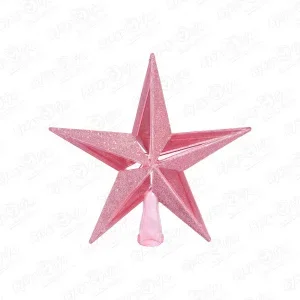 Фото для Макушка на елку Звезда розовая с блестками