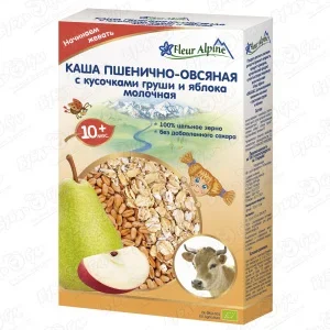 Фото для Каша Fleur Alpine молочная пшенично-овсяная груша-яблоко 200г с 10мес БЗМЖ
