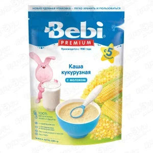 Фото для Каша Bebi PREMIUM молочная кукурузная с витаминами и минералами 200г с 5мес БЗМЖ