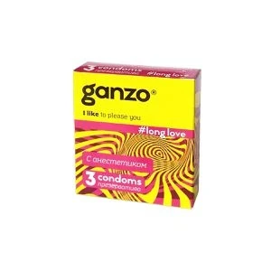 Фото для Презервативы Ganzo, long love, латекс, анестезирующий, 18 см, 5,2 см, 3 шт