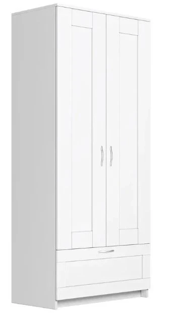 Фото для СИРИУСШкаф платяной 2-дверный, с 1 ящиком, белый, 190х78х50 см
