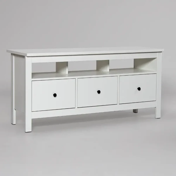 Фото для САГА Тумба под ТВ с 3 ящиками 131см х 62смх41см (ШВГ) ДСП цвет белый