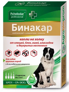Бинакар капли для крупных собак от блох и клещей