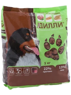 
Корм сухой д/собак ДИЛЛИ ГОВЯЖИЙ ГУЛЯШ С ОВОЩАМИ 1кг