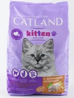 Фото для Корм сухой д/котят до 12 месяцев с дом.курочкой CATLAND 1,3кг
